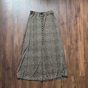 Susan Lawrence Leopard Print Maxi Skirt – Stretch Waist – Size Tagged L